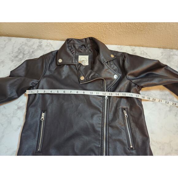 Vine & Valley Womens Black Solid Long Sleeve Leather Motorcycle Jacket Small NWT - Picture 5 of 6